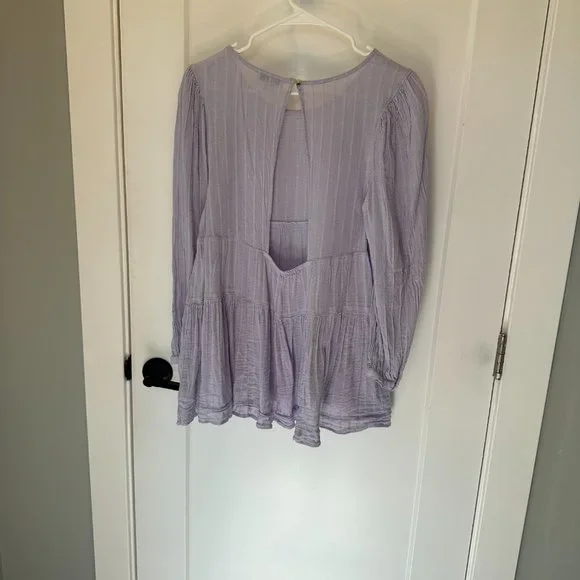 American Eagle Soft Cotton Blend Long Sleeve Tiered Babydoll Top Medium - Picture 3 of 3